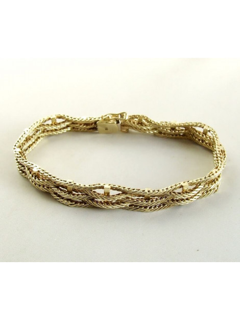 Christian 14 karaat wit- en geel gouden gevlochten armband 32213-02121OCC large