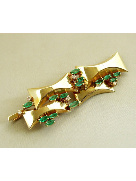 Christian Gouden broche met diamanten en smaragd 23R893-9292JC large