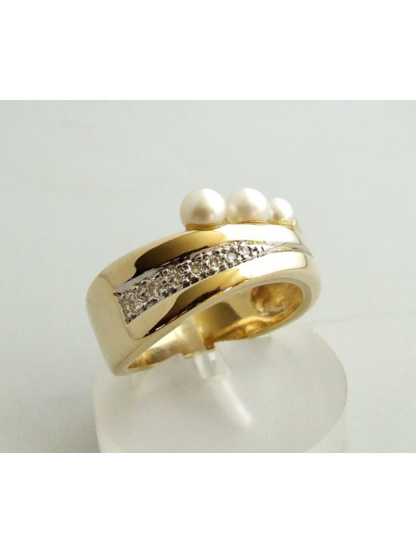 Christian Gouden ring met diamant en parel 8S39A3-0996JC large