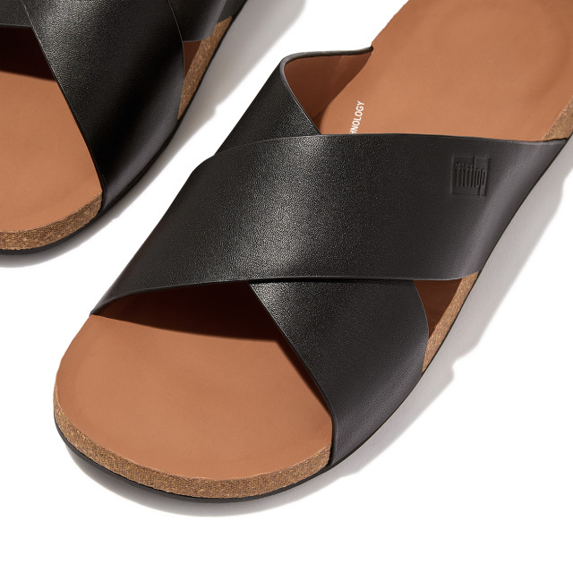 FitFlop Iqushion men's leather cross slides GZ7 large