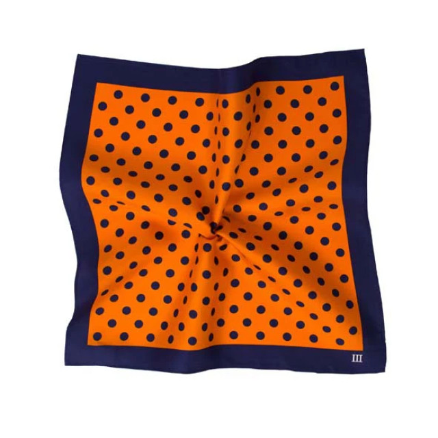 Tresanti Yaro i zijden oranje pochet met navy stippen | TMHABC002D-507 large