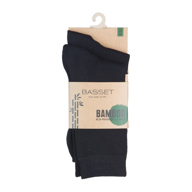 Basset Dames/heren bamboe sokken 2-pack 31020-Zwart large