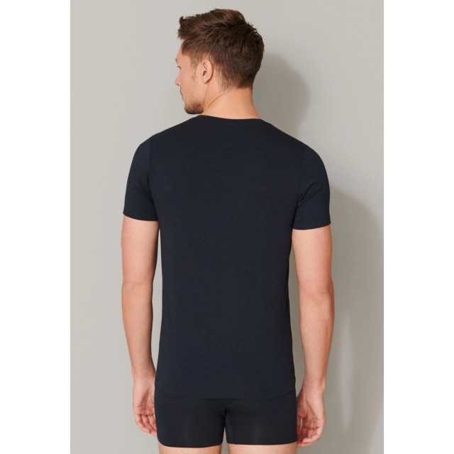 Schiesser Long life soft t-shirt blauw/ zwart 155630 001 blauw zwart large
