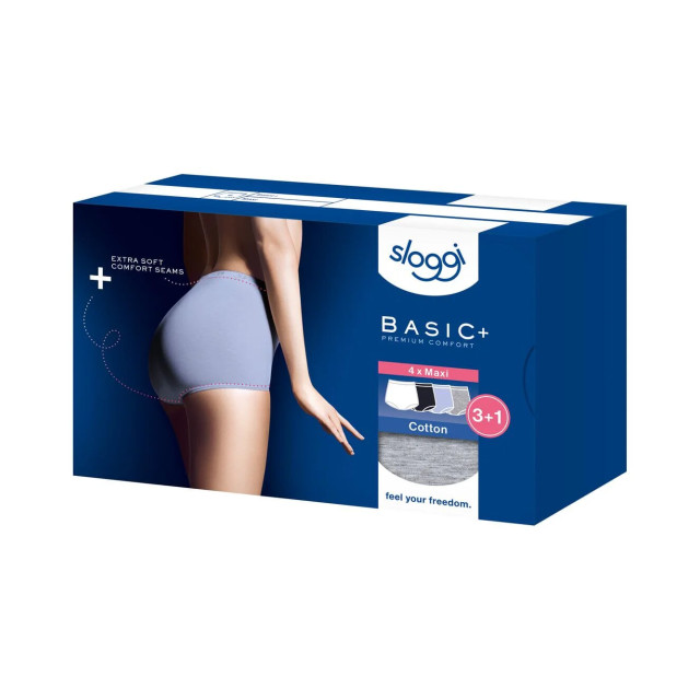 Sloggi Basic+ maxi 4-pack multi-colour v015 Sloggi Dames Basic+ Maxi 4 pack 10103326 V015 Multi Colour large