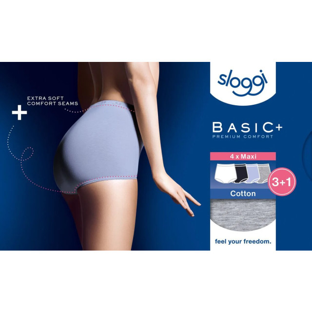Sloggi Basic+ maxi 4-pack multi-colour v015 Sloggi Dames Basic+ Maxi 4 pack 10103326 V015 Multi Colour large
