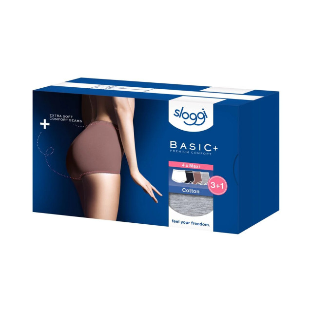 Sloggi Basic+ maxi 4-pack multi-colour v016 Sloggi Dames Basic+ Maxi 4 pack 10103326 V016 Multi Colour large