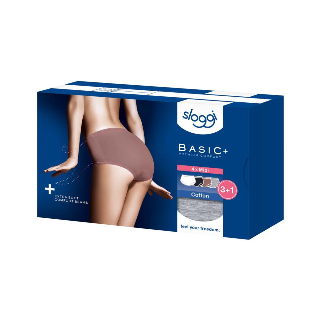 Sloggi Basic+ midi 4-pack multi-colour v016 Sloggi Dames Basic+ Midi 4 pack 10071781 V016 Multi Coulout large