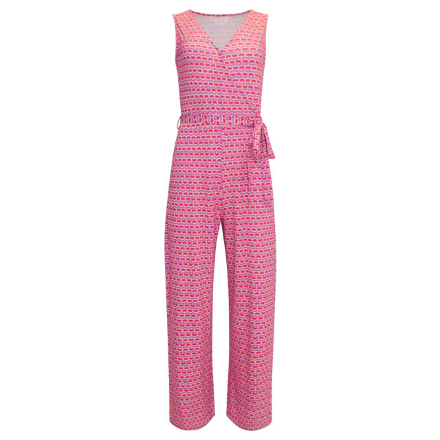 Smashed Lemon 24444 roze retro grafische print jumpsuit wijde pijpen 24444-998-L large