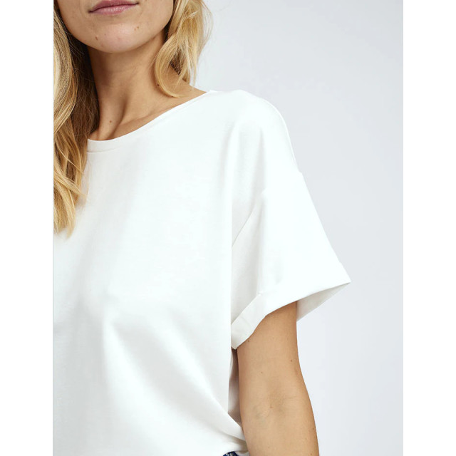 MbyM Wit basic t-shirt met omgeslagen mouw amana - Wit basic T-shirt met omgeslagen mouw Amana -mbyM large