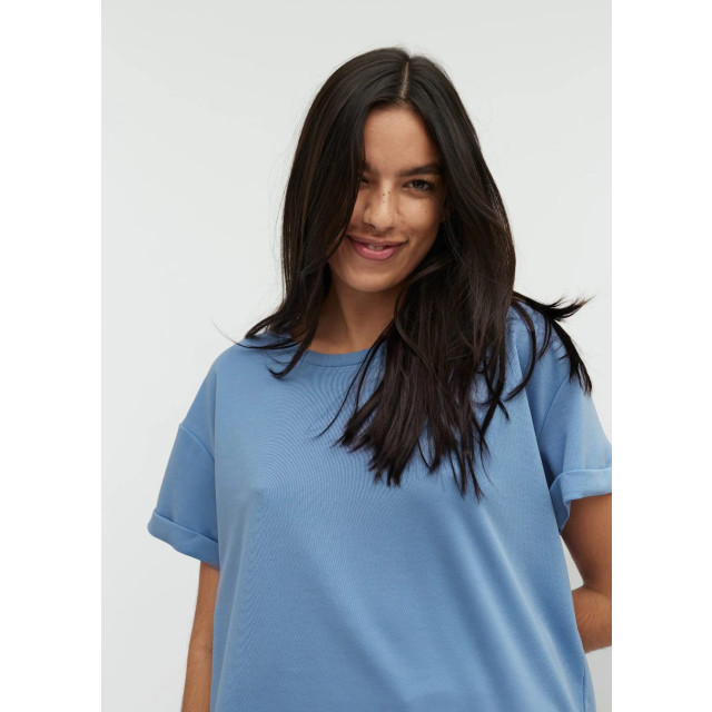 MbyM Lichtblauw basic t-shirt met omgeslagen mouw amana - Lichtblauw basic T-shirt met omgeslagen mouw Amana - mbyM large