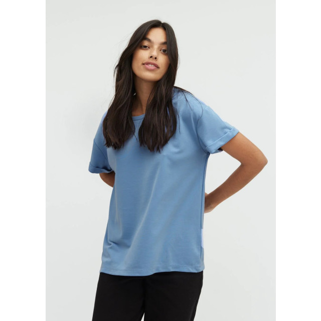 MbyM Lichtblauw basic t-shirt met omgeslagen mouw amana - Lichtblauw basic T-shirt met omgeslagen mouw Amana - mbyM large