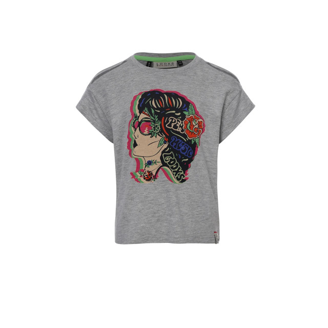 Looxs Revolution T-shirt with print grey melee voor meisjes in de kleur 2313-5495-270 large