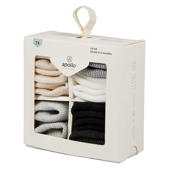 Apollo Baby sokken basic sokjes jongens & meisjes giftbox 7-pack 000131007100B-6 large