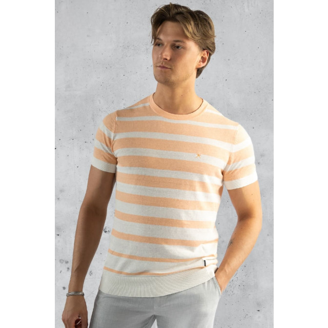 Koll3kt Riccione linnen knitted streep t-shirt - 6240-203 large