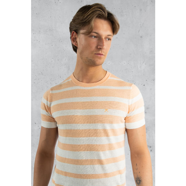 Koll3kt Riccione linnen knitted streep t-shirt - 6240-203 large