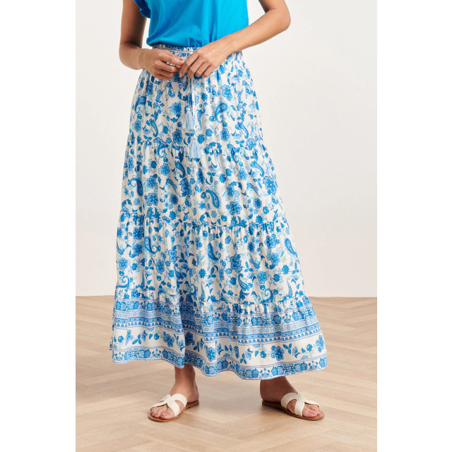 Smashed Lemon 24315 prachtige blauwe bloemen paisley maxi rok 24315-000-625 large