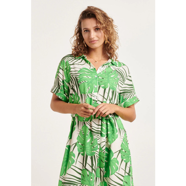 Smashed Lemon 24331 kort groen blad patroon overhemd jurk 24331-000-530 large