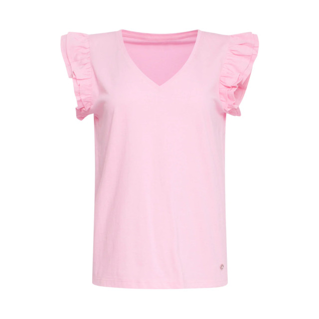Smashed Lemon 24384 dames roze t-shirt met korte mouwen en dubbele 24384-400-L large