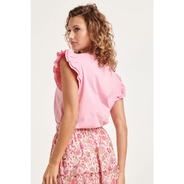 Smashed Lemon 24384 dames roze t-shirt met korte mouwen en dubbele 24384-400-S large