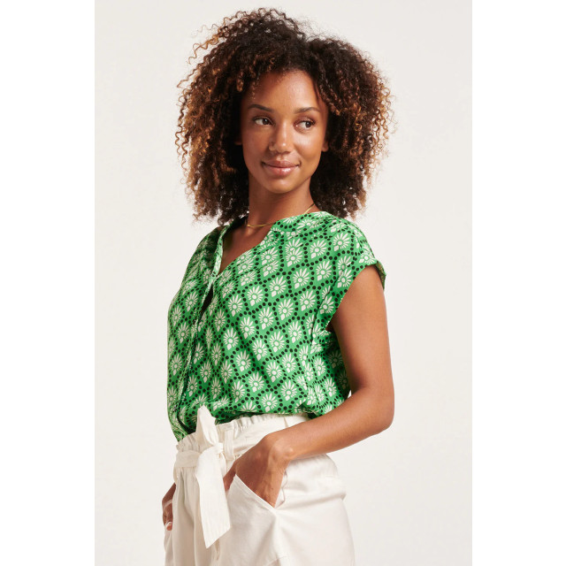 Smashed Lemon 24317 gedurfde grasgroen grafisch geprinte blouse 24317-000-530 large