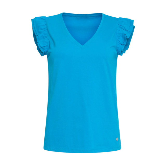Smashed Lemon 24384 dames blauw t-shirt met korte mouwen en dubbele 24384-600-S large