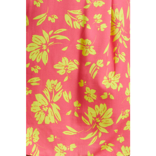 Smashed Lemon 24371 dames fuchsia jurk met allover lime bloemenprint 24371-540-420 large