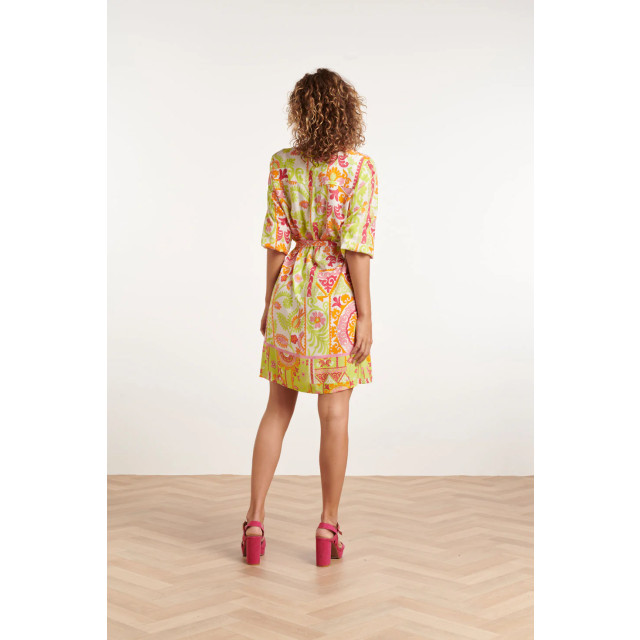 Smashed Lemon 24374 dames korte jurk met multicolor ornament print 24374-998-M large