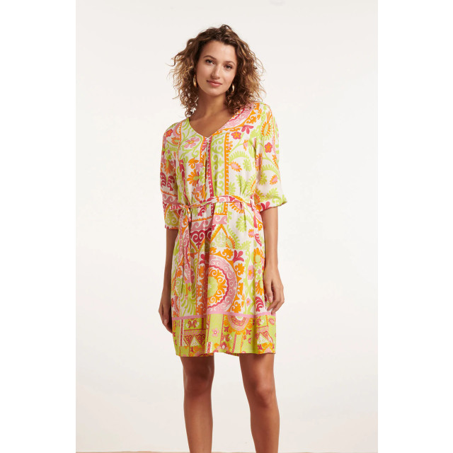 Smashed Lemon 24374 dames korte jurk met multicolor ornament print 24374-998-M large