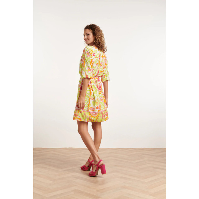 Smashed Lemon 24374 dames korte jurk met multicolor ornament print 24374-998-M large