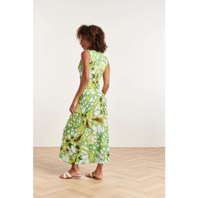 Smashed Lemon 24368 dames maxi jurk met allover groene vlinder print 24368-530-998 large