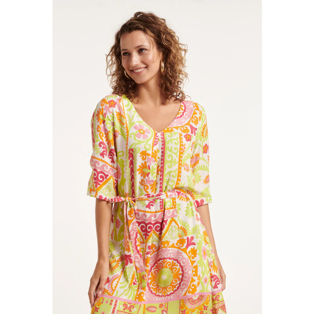 Smashed Lemon 24374 dames korte jurk met multicolor ornament print 24374-998-M large