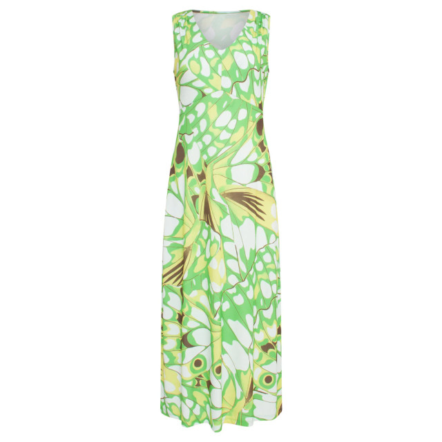 Smashed Lemon 24368 dames maxi jurk met allover groene vlinder print 24368-530-998 large