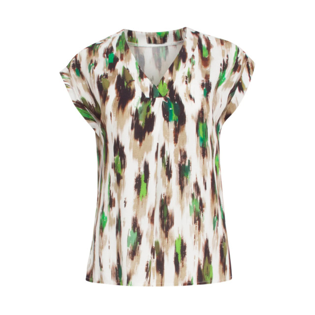 Smashed Lemon 24365 dames witte top met groen en zand dieren print 24365-010-998 large