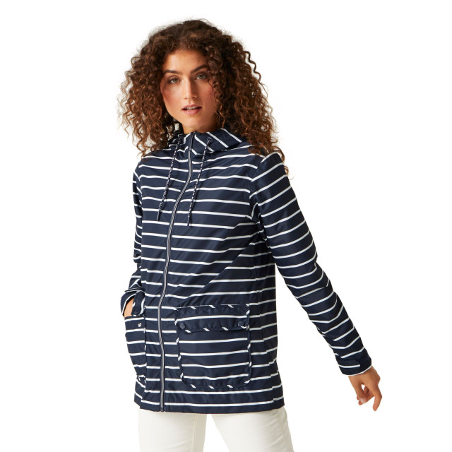 Regatta Dames bayletta waterdichte gestreepte jas UTRG10307_navywhite large