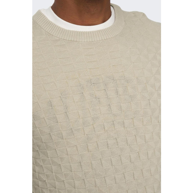 Only & Sons Onskalle reg 12 struc crew knit noo beige 5219.05.0022 large