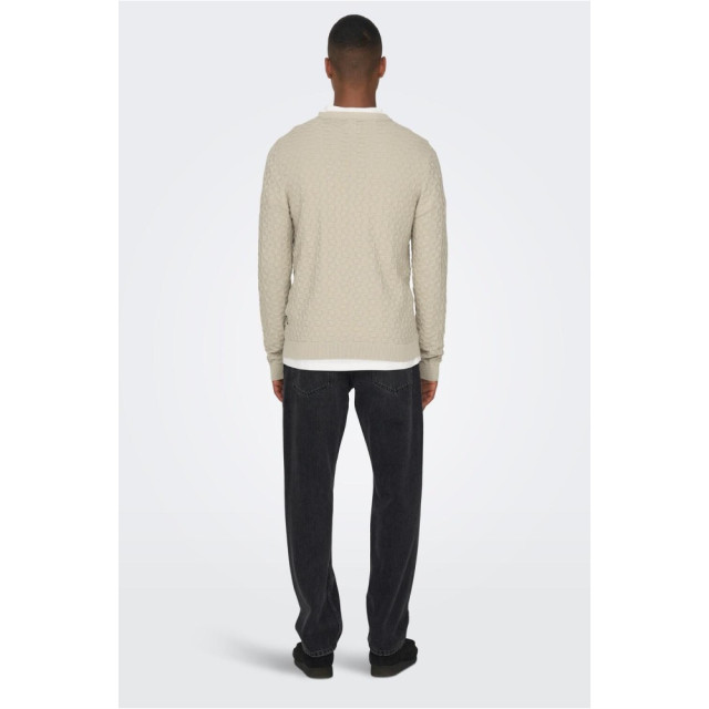 Only & Sons Onskalle reg 12 struc crew knit noo beige 5219.05.0022 large