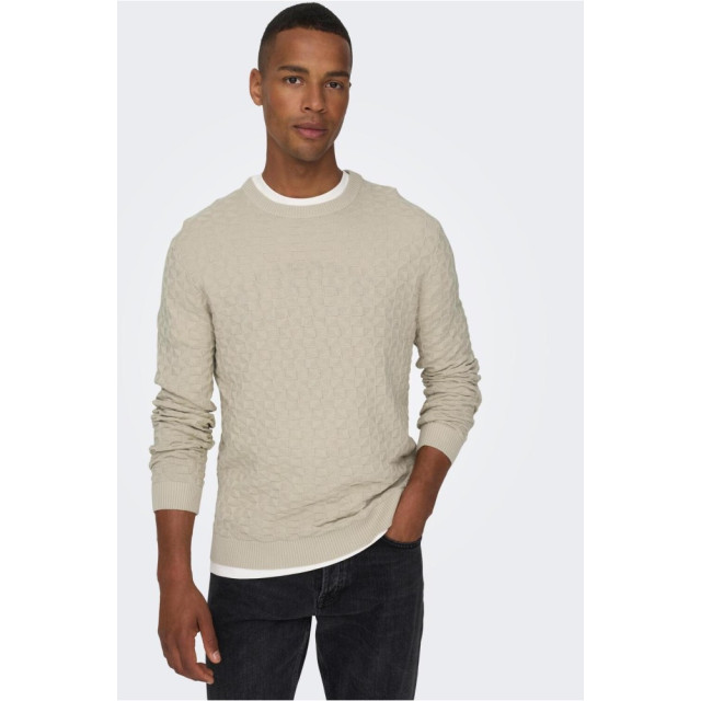 Only & Sons Onskalle reg 12 struc crew knit noo beige 5219.05.0022 large