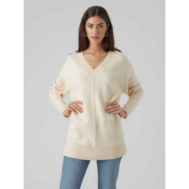 Vero Moda Vmgold link ls long v-neck pullover ecru 4219.03.0097 large Vero Moda Vmgold link ls long v-neck pullover ecru 4219.03.0097 large
