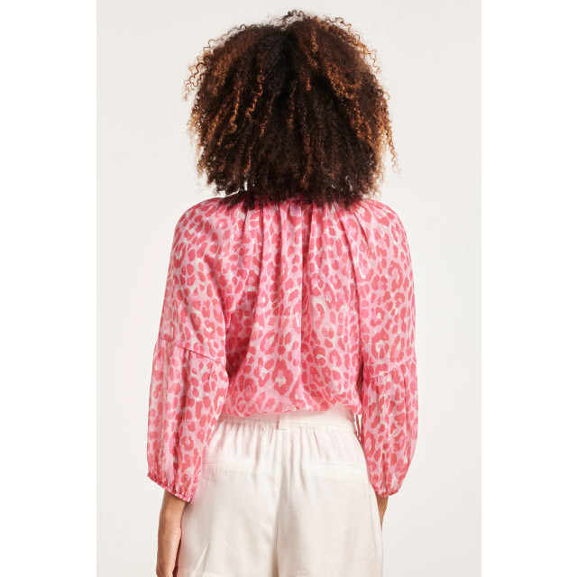 Smashed Lemon 24301 chiffon top met 3/4 pofmouwen in roze animal print 24301-400-420 large