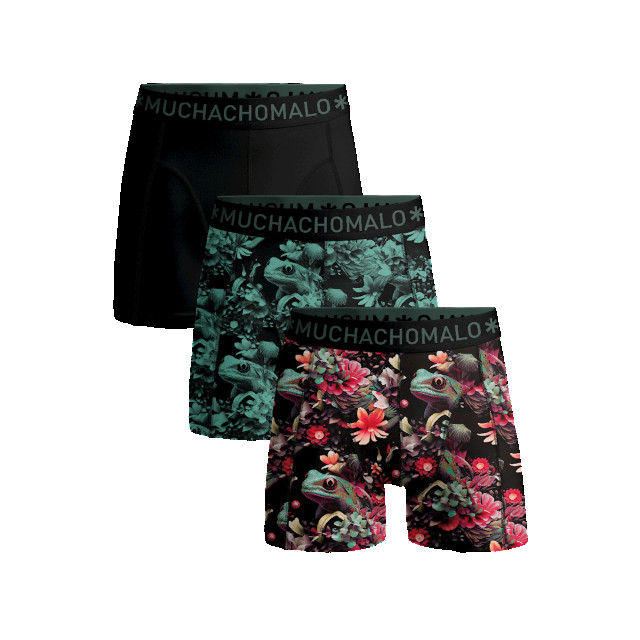 Muchachomalo Heren 3-pack boxershorts print/effen U-POISONFROG1010-01 large