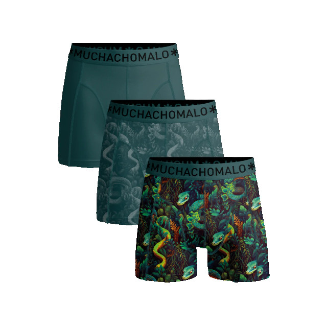 Muchachomalo Heren 3-pack boxershorts print/effen U-SNAKEY1010-01 large