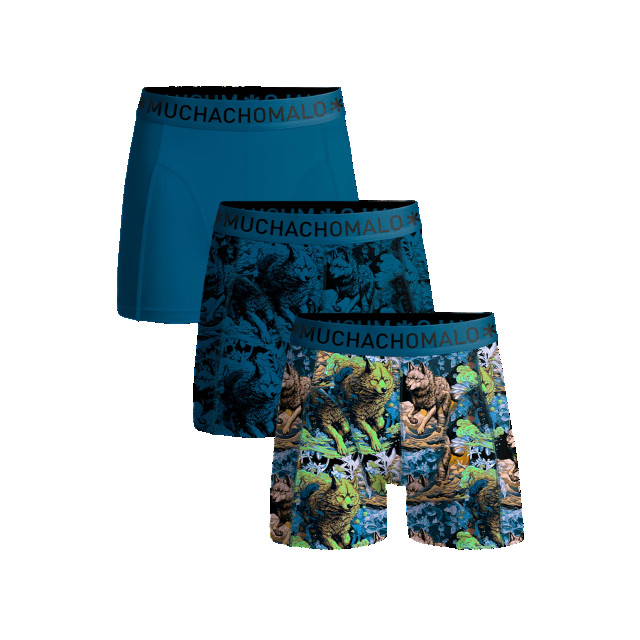 Muchachomalo Heren 3-pack boxershorts print/effen U-WOLFY1010-01 large