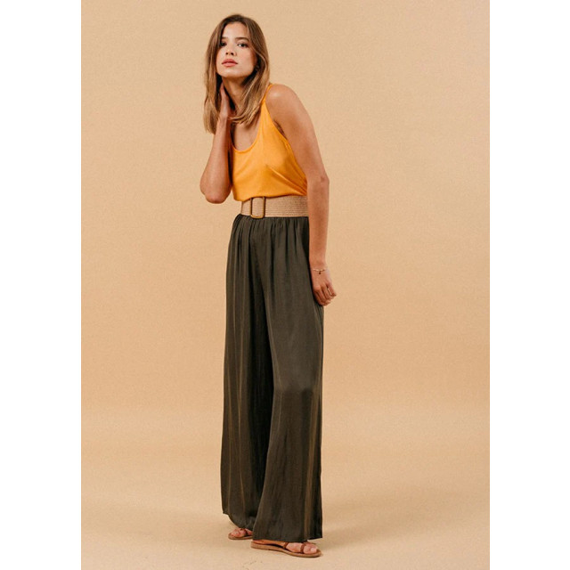 Grace & Mila Kaki satijnlook wijde pantalon matcha 8697958072648 large