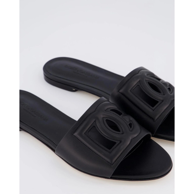 Dolce and Gabbana Dames leren slide met dg logo CQ0436 / AY329-80999 large