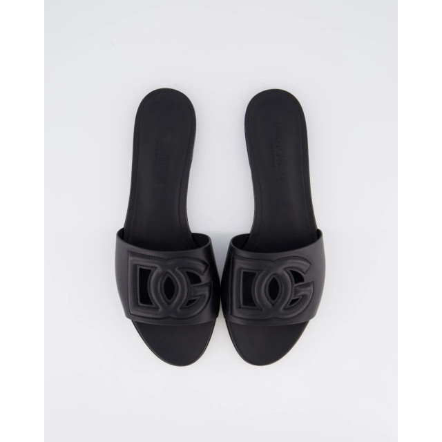 Dolce and Gabbana Dames leren slide met dg logo CQ0436 / AY329-80999 large