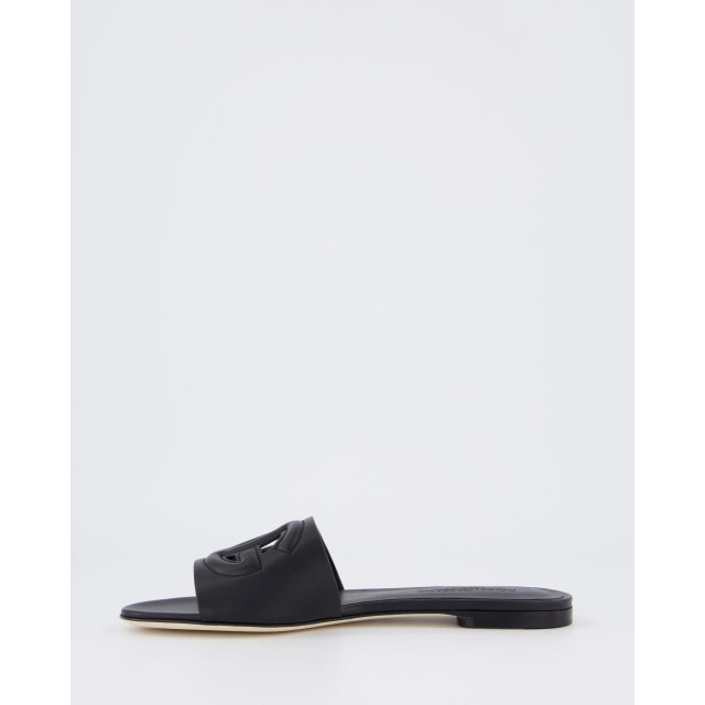 Dolce and Gabbana Dames leren slide met dg logo CQ0436 / AY329-80999 large