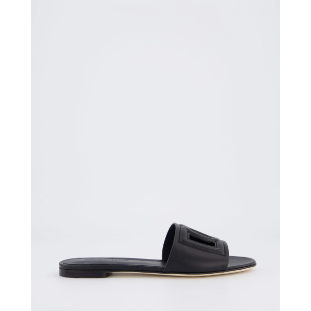 Dolce and Gabbana Dames leren slide met dg logo CQ0436 / AY329-80999 large