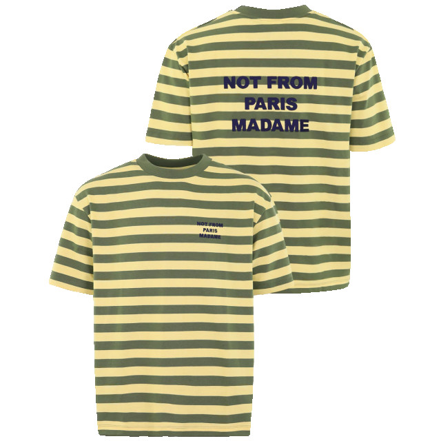 Drole De Monsieur Heren slogan rayè t-shirt /geel D-TS178-CO058-LIGHT YELLOW large