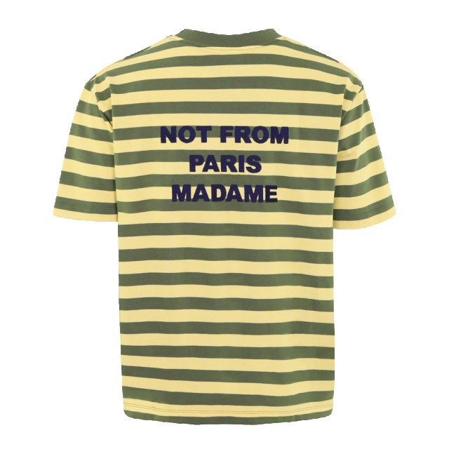 Drole De Monsieur Heren slogan rayè t-shirt /geel D-TS178-CO058-LIGHT YELLOW large