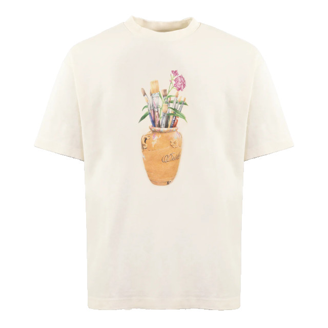 Drole De Monsieur Heren pinceaux t-shirt D-TS183-CO002-CREAM large